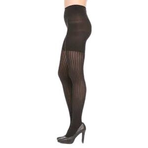 Spanx Star Power Tights Size E Black Ribbed Slimming Tummy Control Comfort